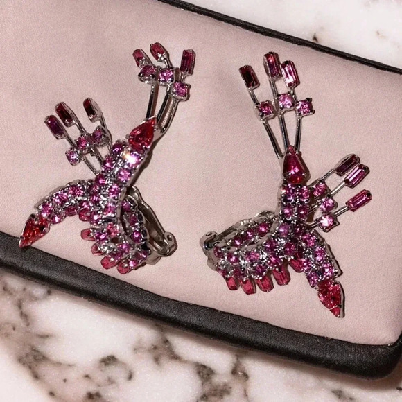 Vintage Barbie Pink Silver Tone Climber Silver Tone Clip On Earrings - Picture 2 of 9